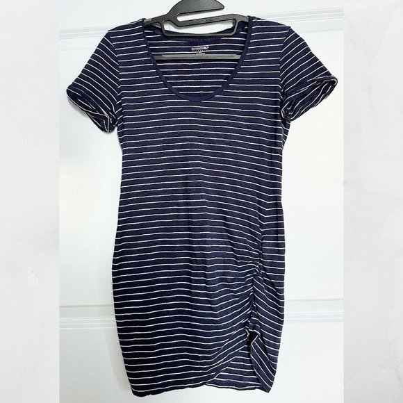 MOTHERHOOD MATERNITY Cinched Navy Striped Dress Size SP - Picture 1 of 4